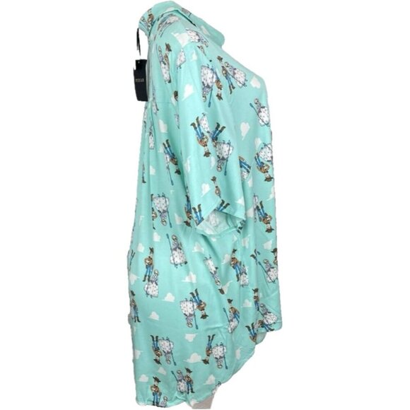Disney Pixar +4 Turquoise Toy Story Graphic Button Collar Short Sleeve Shirt - Picture 3 of 6